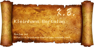 Kleinhans Bertalan névjegykártya